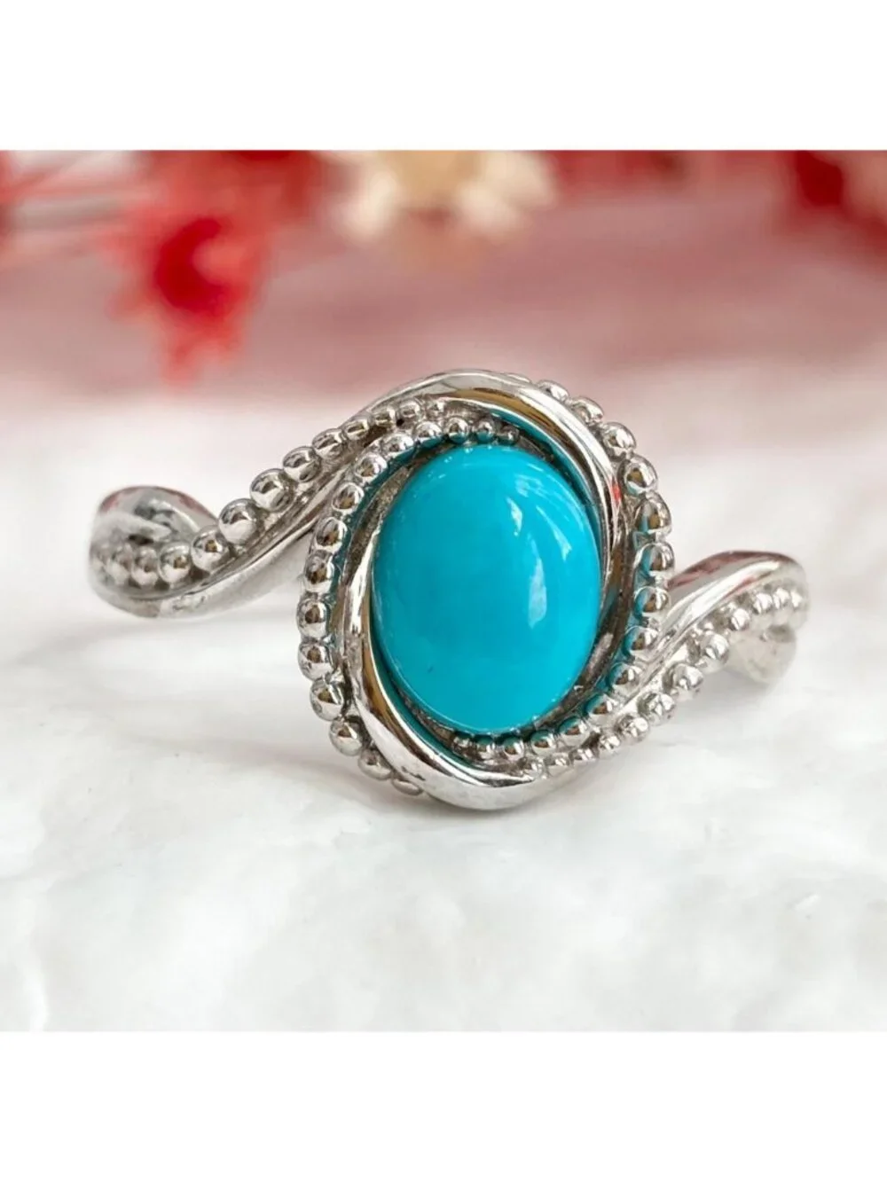 Sleeping Beauty Turquoise Stone Sterling Silver 925 Vintage Ring - sz 11.25